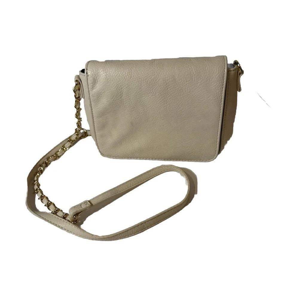 Crossbody Ladies Purse Pocketbook Color Off White Bag Chain With Gold Accents